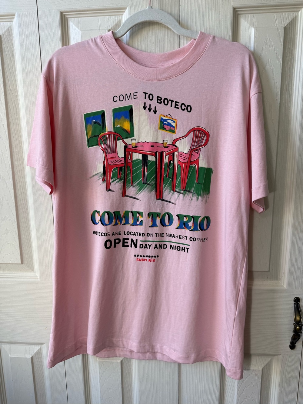 FARM Rio Come To Rio Boteco Graphic Oversized T-Shirt Womens Size Small